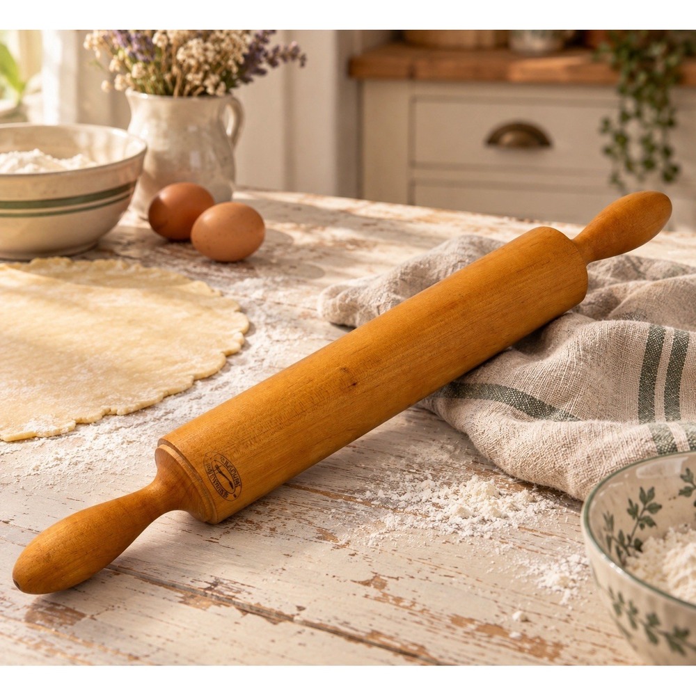 Whetstone Woodenware USA Solid Wood Rolling Pin 18.5" Farmhouse Baking Kitchen